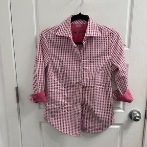 Robert Graham Pink and Blue Checkered Fitted Button Down Shirt Size‎ XS